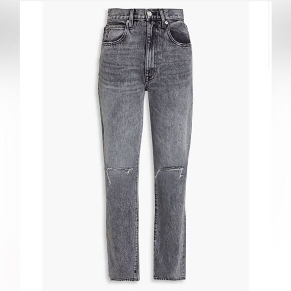 Slvrlake Sierra Grey Jeans Straight Leg Ankle Crop High Rise Size 26 - Picture 5 of 9